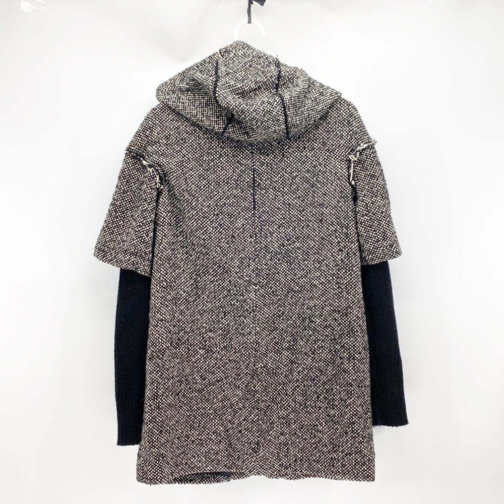 Zara Basic Tweed Full Zip Jacket Black White Marl… - image 3